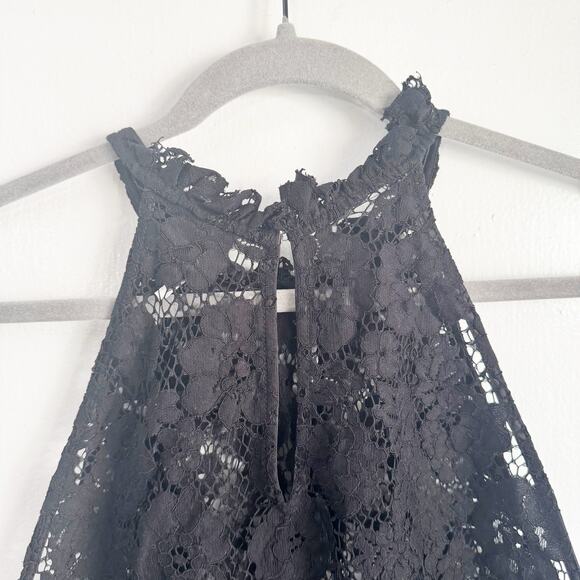 Free People FP Sweet Meadow Dreams Black Lace Halter Top Sheer Size Large L Boho - Picture 11 of 14